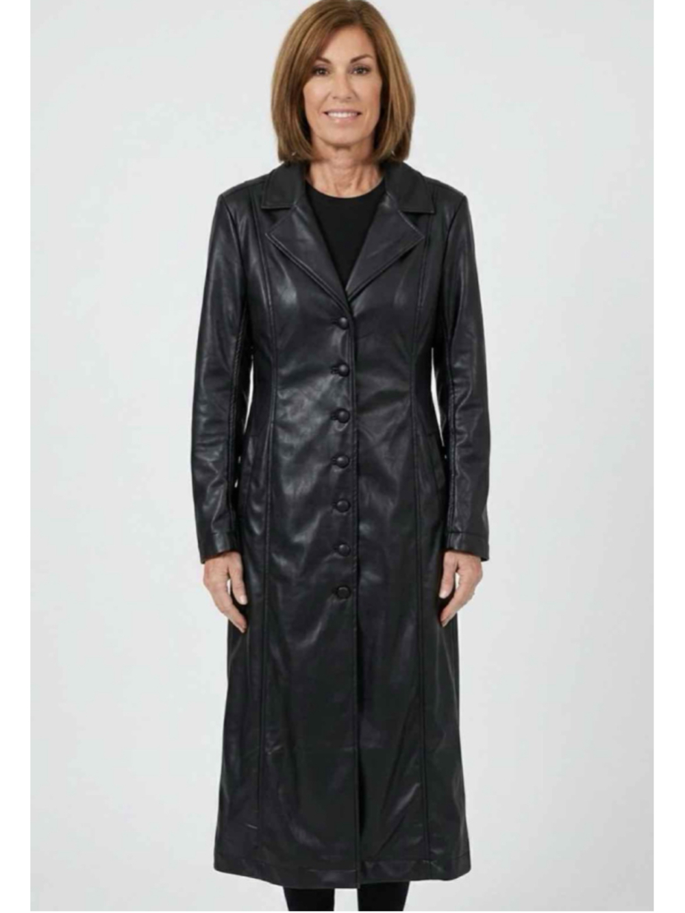 We Wore What Slim Vegan Leather Trench Coat Jacket Black Large NWT